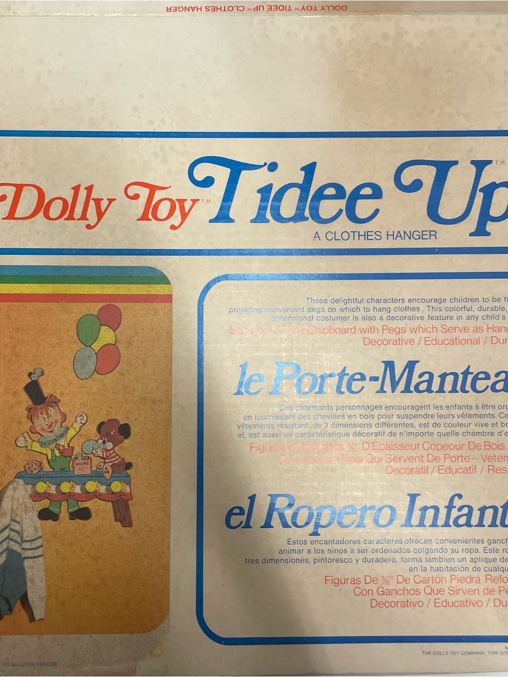 VNTG Dolly Toy Co. Tidee Up Clothes Hanger Balloon Man & Dog Nursery Decor USAp - Picture 8 of 13